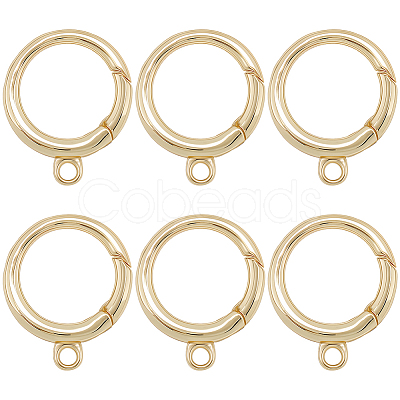 6Pcs Brass Spring Gate Rings KK-SC0006-40-1