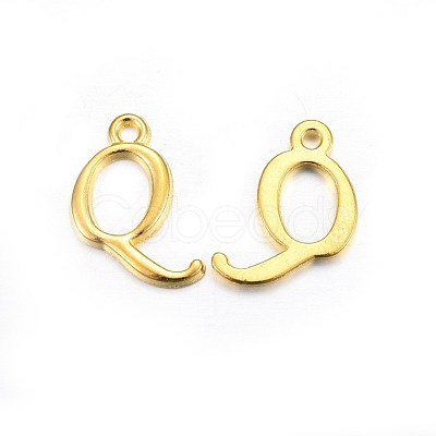 Golden Plated Alloy Letter Pendants X-PALLOY-J718-01G-Q-1