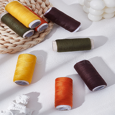 8 Rolls 4 Colors 402 Polyester Sewing Thread Cords for Cloth or DIY Craft OCOR-LP0001-49-1