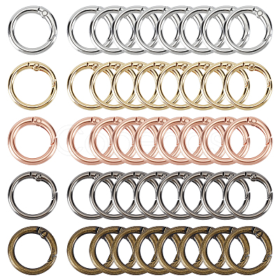 100Pcs 5 Colors Zinc Alloy Spring Gate Rings FIND-GO0004-54-1