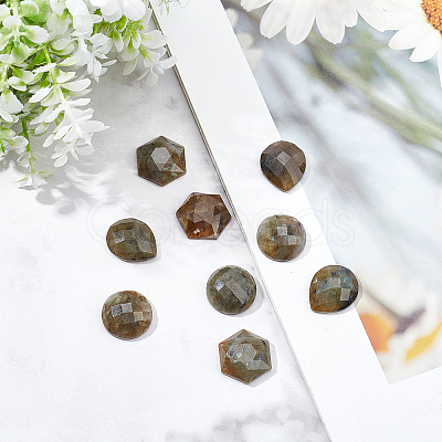 9Pcs 3 Style Natural Labradorite Cabochons G-FH0001-27-1