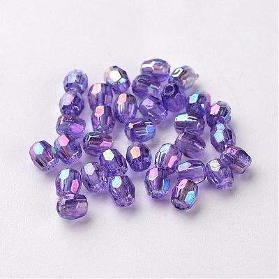 AB Color Plated Eco-Friendly Transparent Acrylic Barrel Beads TACR-L002-4mm-M-1