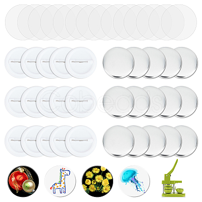 DIY Sublimation Blank Flat Round Brooch Pin Making Kit DIY-WH0430-387A-1