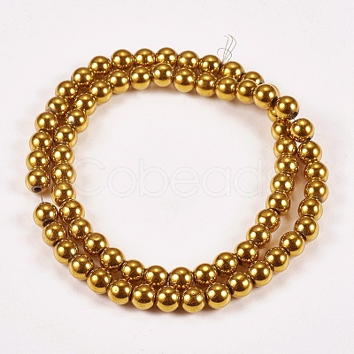 Electroplate Non-magnetic Synthetic Hematite Beads Strands X-G-J169A-6mm-04-1
