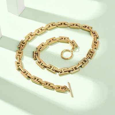 8MM 304 Stainless Steel H Link Chain Necklaces with OT Clasps SA-CBA2D4F-01G-1