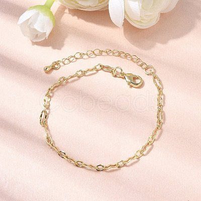 Brass Link Chain Bracelet for Women BJEW-A065-04G-1