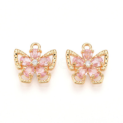 Brass Micro Pave Cubic Zirconia Charms KK-N262-111C-G-1