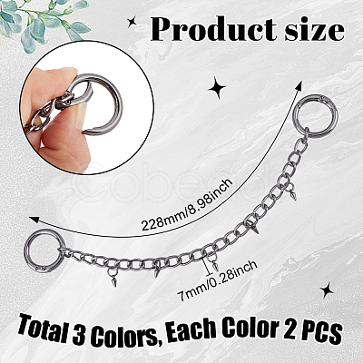 6Pcs 3 Colors Aluminium Chains Boot Strap Chains HJEW-GA00030-1