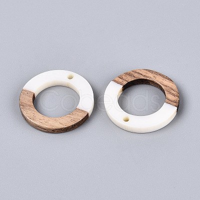 12Pcs 6 Styles Opaque Resin & Walnut Wood Pendants RESI-N053-21-1