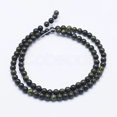 Natural Serpentine/Green Lace Stone Beads Strands G-P345-01-12mm-1