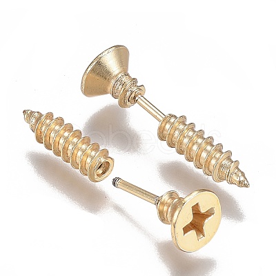 PVD Vacuum Plating 304 Stainless Steel Unisex Punk Hip-hop Rock Nail Shape Screw Pierced Stud Earrings EJEW-F261-01F-1