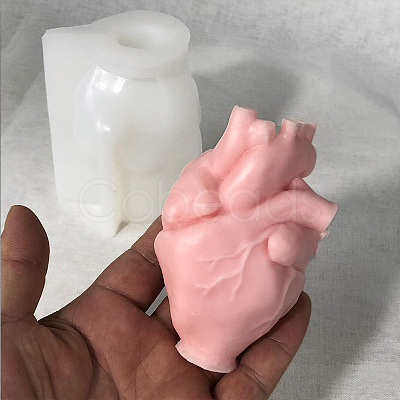 Heart(Organ) Shape DIY Candle Silicone Statue Molds CAND-PW0007-025-1