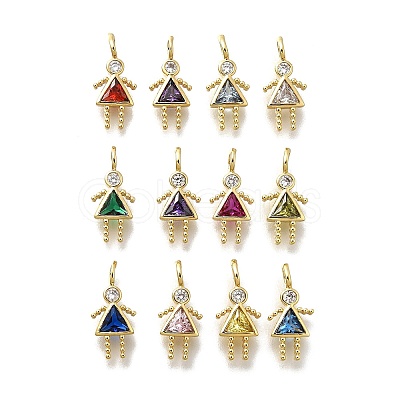 Brass Micro Pave Cubic Zirconia Pendants KK-D339-01G-01-1