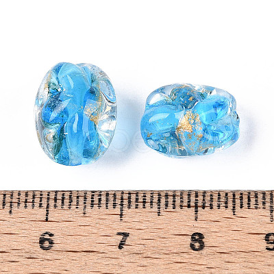 Handmade Gold & Silver Foil Glass Beads FOIL-N030-02D-1