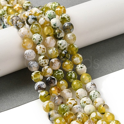 Dyed & Heated Natural Fire Crackle Agate Beads Strands G-P539-B01-16-1