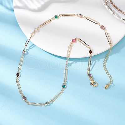 Brass Oval Link Chain Necklaces for Women NJEW-JN05742-1