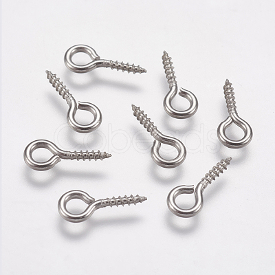Tarnish Resistant 304 Stainless Steel Screw Eye Pin Peg Bails X-STAS-K171-52P-12x5mm-1