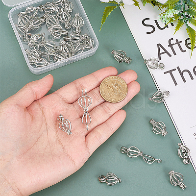 30Pcs Hollow Out Alloy Bead Cage Pendants KK-PH0014-14P-1