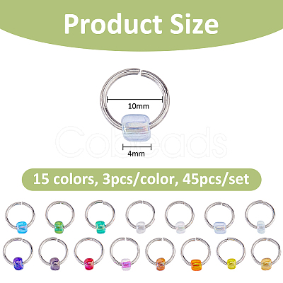 45Pcs 15 Colors 304 Stainless Steel Locking Stitch Markers PALLOY-FH00179-1