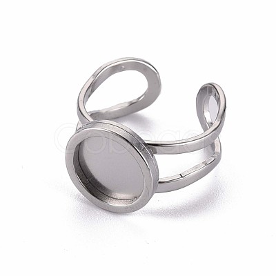 Tarnish Resistant 201 Stainless Steel Cuff Pad Ring Settings STAS-S080-040A-P-1