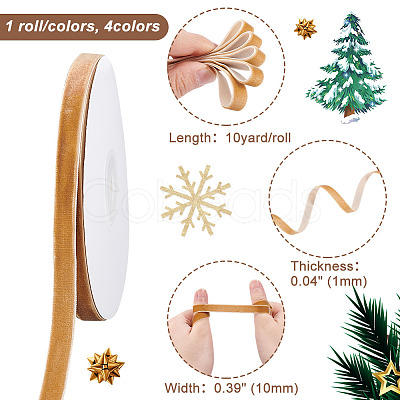 4 Rolls 4 Colors Single Face Velvet Ribbon OCOR-AR0001-53-1