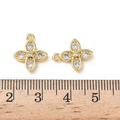 Brass Micro Pave Clear Cubic Zirconia Charms X-KK-D504-12G-1