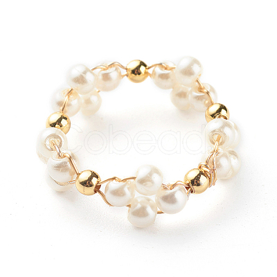 Glass Pearl Beads Finger Rings X1-RJEW-TA00005-1