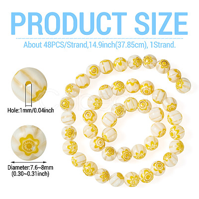1Strand Round Millefiori Glass Beads Strands LK-TADJ0001-01A-1