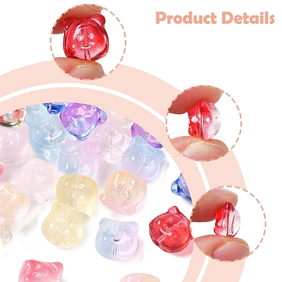60Pcs Transparent Spray Paint Glass Beads GLAA-FS0002-10-1