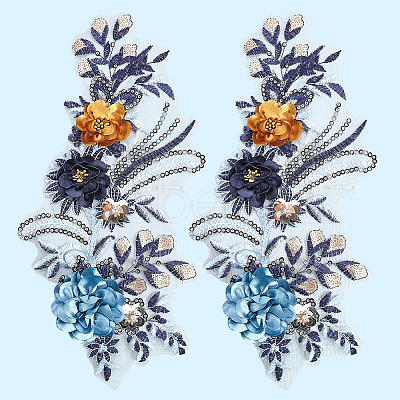 Polyester Embroidery Lace Cloth Patches AJEW-WH20070-079B-1