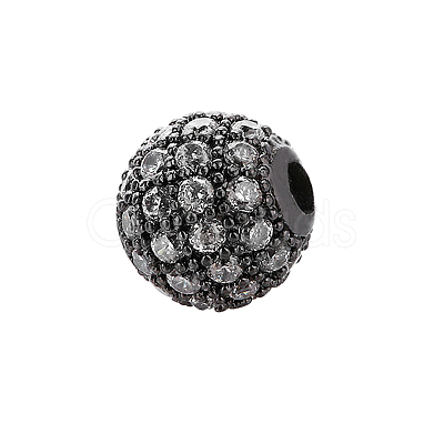 CZ Brass Micro Pave Grade AAA Clear Color Cubic Zirconia Round Beads LS-KK-O065-6mm-05B-NR-1