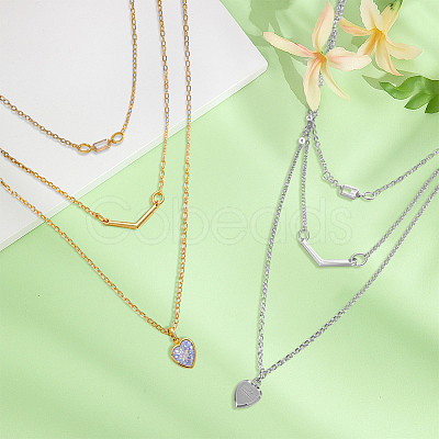 4Pcs 2 Colors Alloy Crystal Rhinestone 3 Layered Necklaces NJEW-HY0001-25B-1