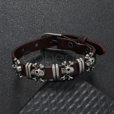 Alloy Skull Rivets Bracelet BJEW-C037-04B-1