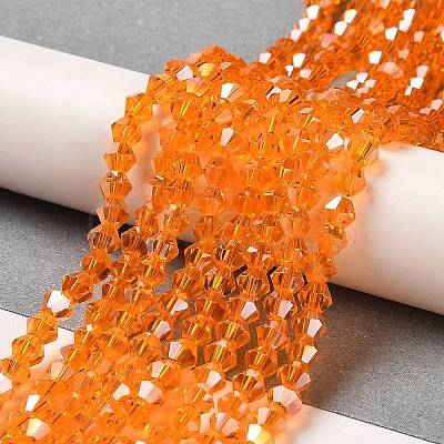 Transparent Electroplate Glass Beads Strands GLAA-F029-4mm-A23-1