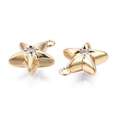 Brass Micro Pave Clear Cubic Zirconia Charms KK-Q764-005-1