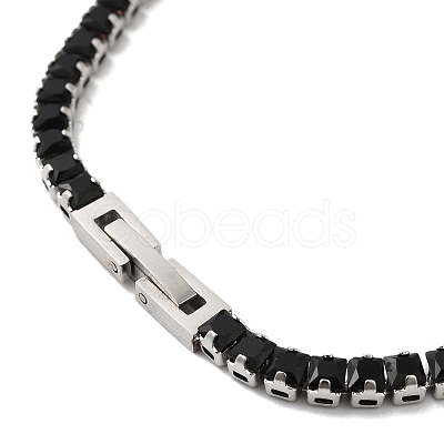 Black Cubic Zirconia Tennis Bracelet BJEW-M301-01P-01-1