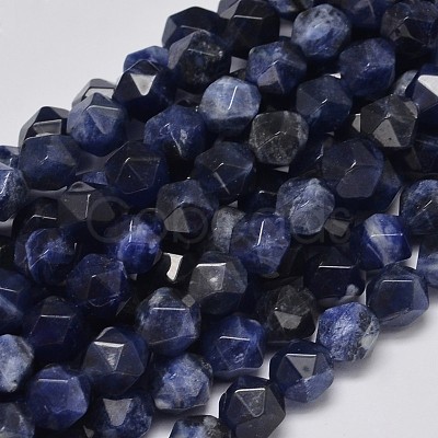 Faceted Natural Sodalite Beads Strands G-K066-02-8mm-1