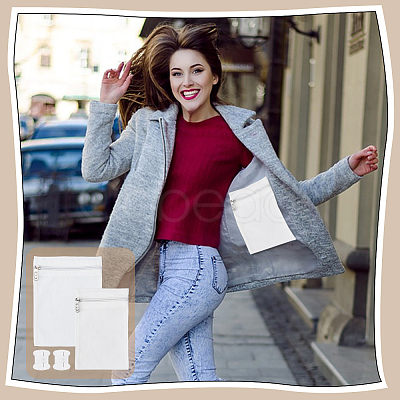 2Pcs 2 Styles Rectangle Canvas Cloth Zipper Pocket Storage Bags ABAG-NB0002-33B-1