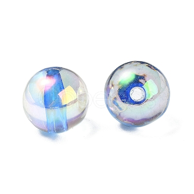 UV Plating Transparent Rainbow Iridescent Acrylic Beads OACR-F004-01C-1