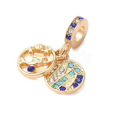 Rack Plating Alloy Colorful Rhinestone European Dangle Charms PALLOY-S189-43G-1