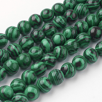 Synthetic Malachite Bead Strands G-G735-70-8mm-1