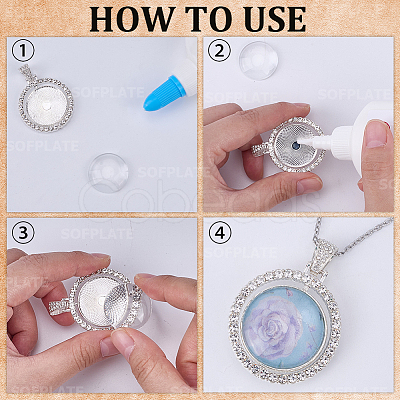 DIY Blank Dome Alloy Rhinestone Pendant Necklace Making Kits DIY-SP0002-73B-1