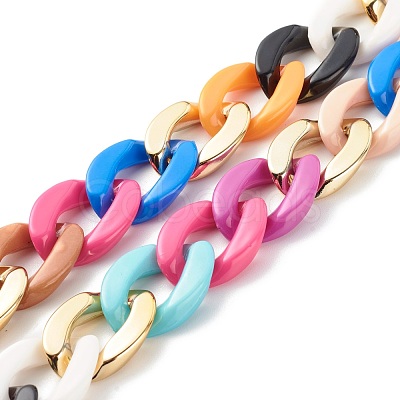 Handmade Opaque Spray Painted Acrylic & CCB Plastic Chain AJEW-JB01005-1