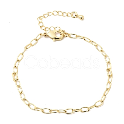 Brass Paperclip Chain Bracelets for Women BJEW-F531-02G-1