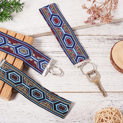 3Pcs Vintage Polyester Ribbon Keychain KEYC-TAC00048-1