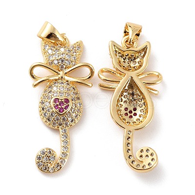 Brass Micro Pave Clear Cubic Zirconia Pendants X-ZIRC-Z018-21G-1