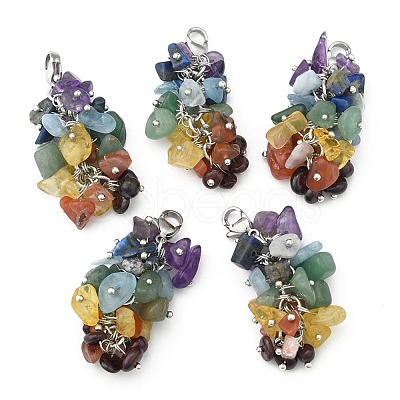 Natural Chip Gemstone Pendant Decorations HJEW-JM00213-1