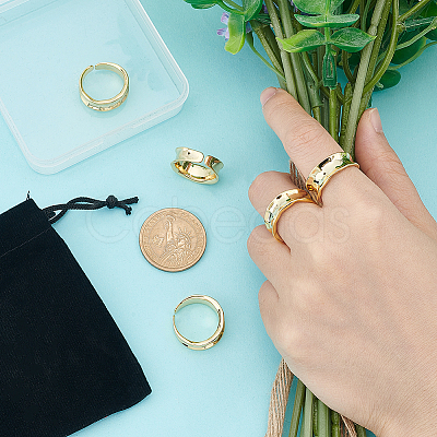 5Pcs Brass Wave Open Cuff Ring for Women RJEW-UN0002-33LG-1