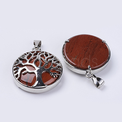 Natural Red Jasper Pendants G-P350-D07-1