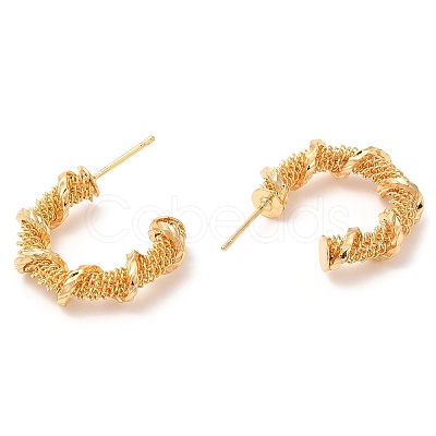 Brass Round Stud Earrings KK-K333-60G-1